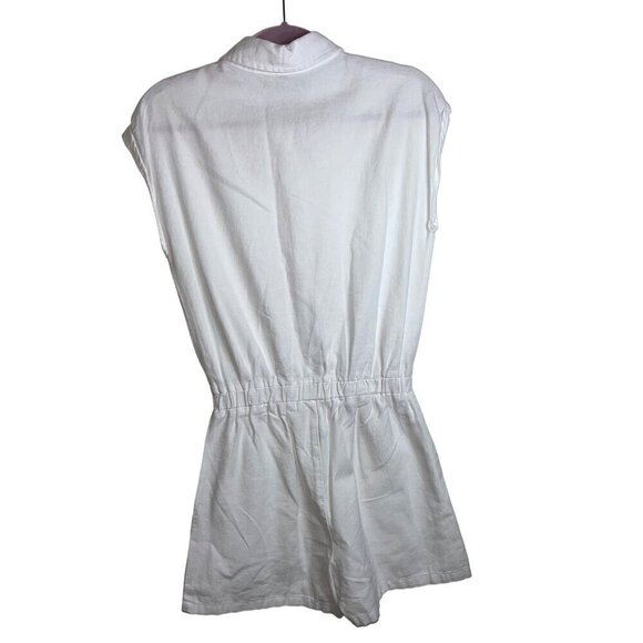 Monrow Womens Romper Size XS White Pockets Button Down Collared Pure Cotton - Picture 2 of 7
